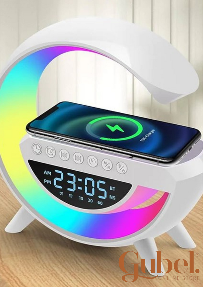 LÁMPARA G SMART 6 EN 1 SELLER-E CON PARLANTE BLUETOOH CARGADOR INALÁMBRICO LUCES RGB